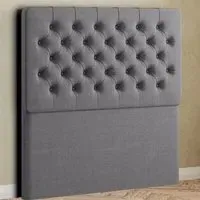 Mary Chesterfield Single Floor Standing Headboard - Grey, Linen