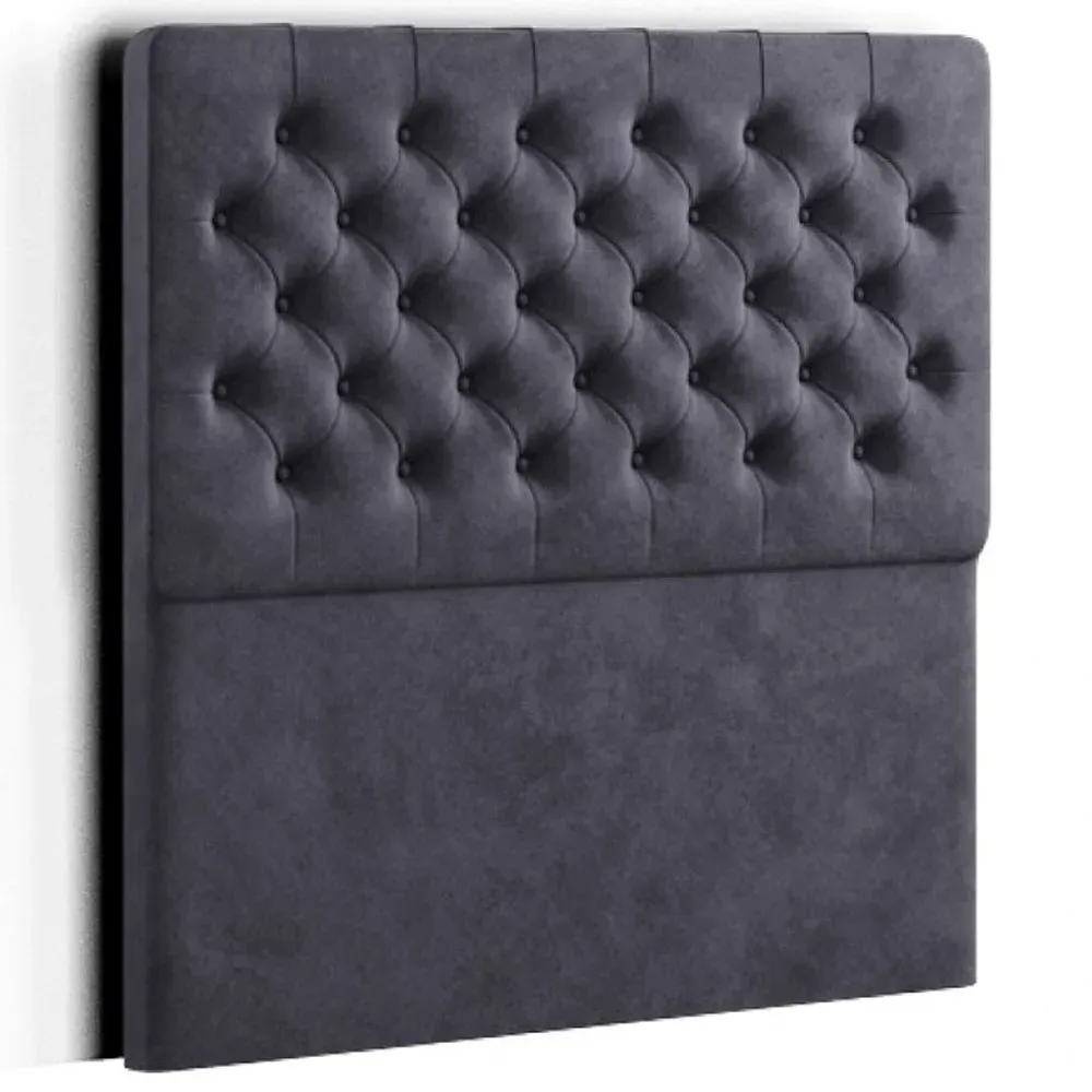 Mary Chesterfield Single Floor Standing Headboard - Grey, Linen
