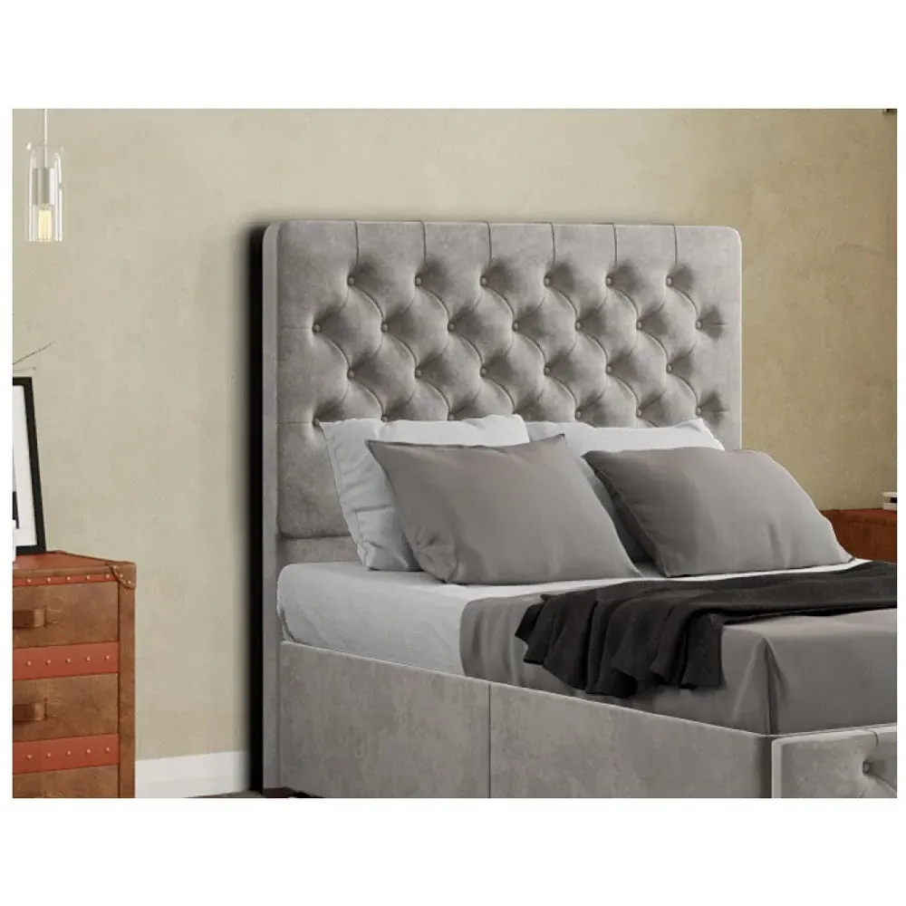 Mary Chesterfield Single Floor Standing Headboard - Silver