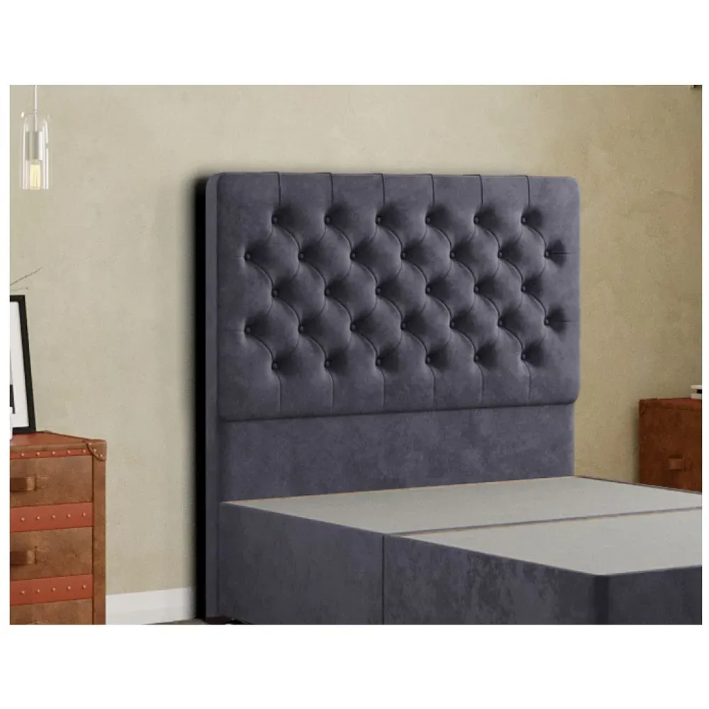 Mary Chesterfield Super King Floor Standing Headboard - Grey