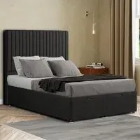 Maryland Double Ottoman Bed with Storage - Black, Linen