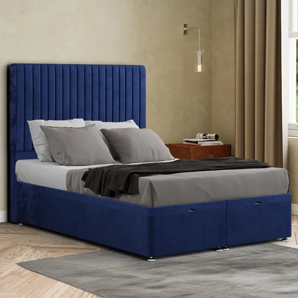 Maryland Double Ottoman Bed with Storage - Navy, Plush