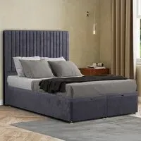 Maryland Double Ottoman Bed with Storage - Steel, Plush