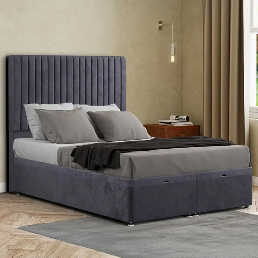 Maryland Double Ottoman Bed with Storage - Steel, Plush