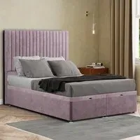Maryland King Size Ottoman Bed with Storage - Blush, Plush