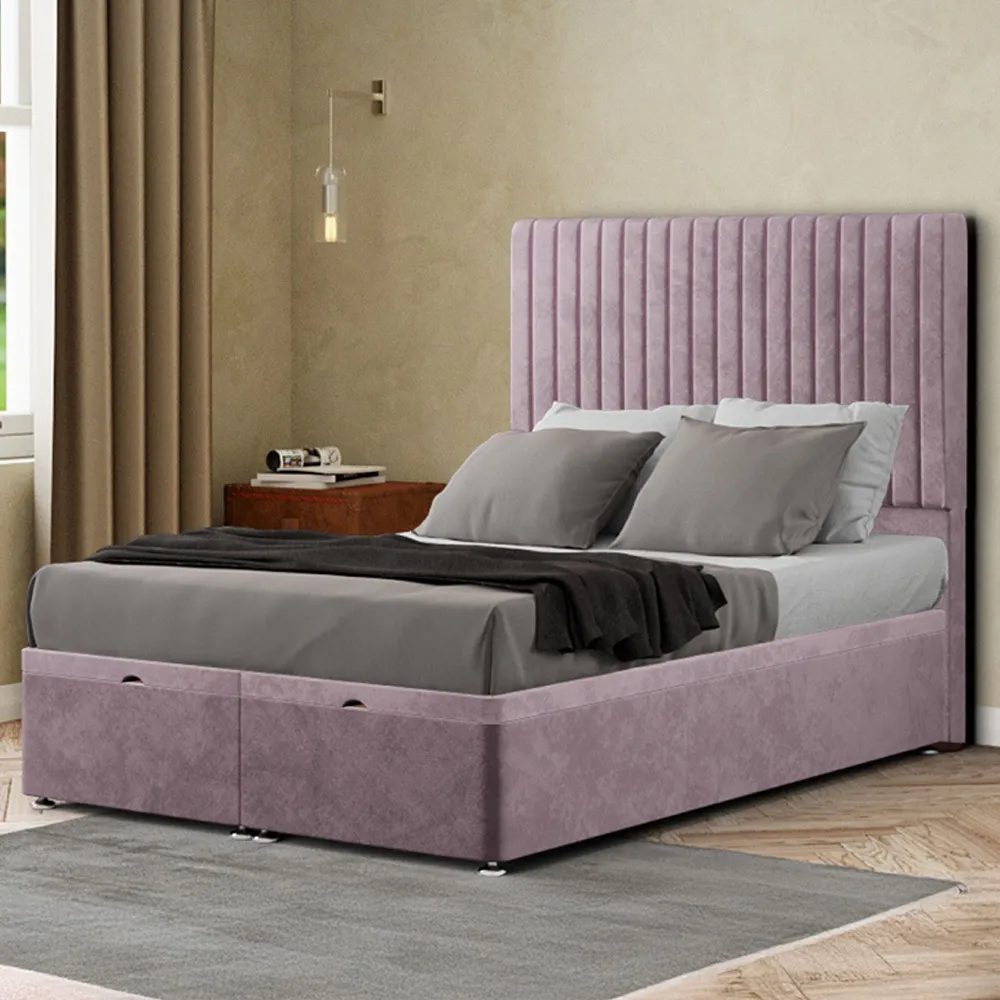 Maryland King Size Ottoman Bed with Storage - Blush, Plush