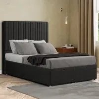 Maryland Single Ottoman Bed with Storage - Black, Linen