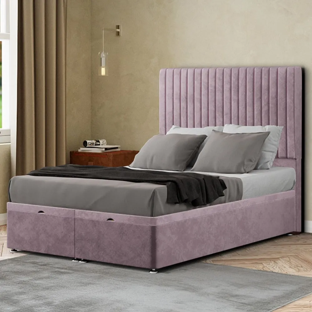 Maryland Single Ottoman Bed with Storage - Pink, Plush