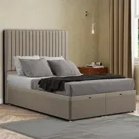 Maryland Small Double Ottoman Bed with Storage - Beige, Linen