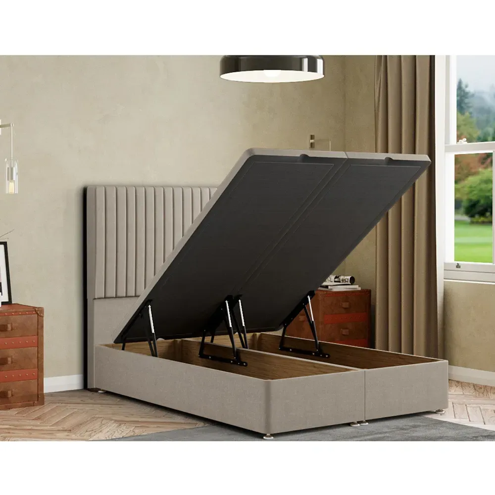 Maryland Small Double Ottoman Bed with Storage - Cream, Malham Weave