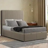 Maryland Small Double Ottoman Bed with Storage - Cream, Malham Weave