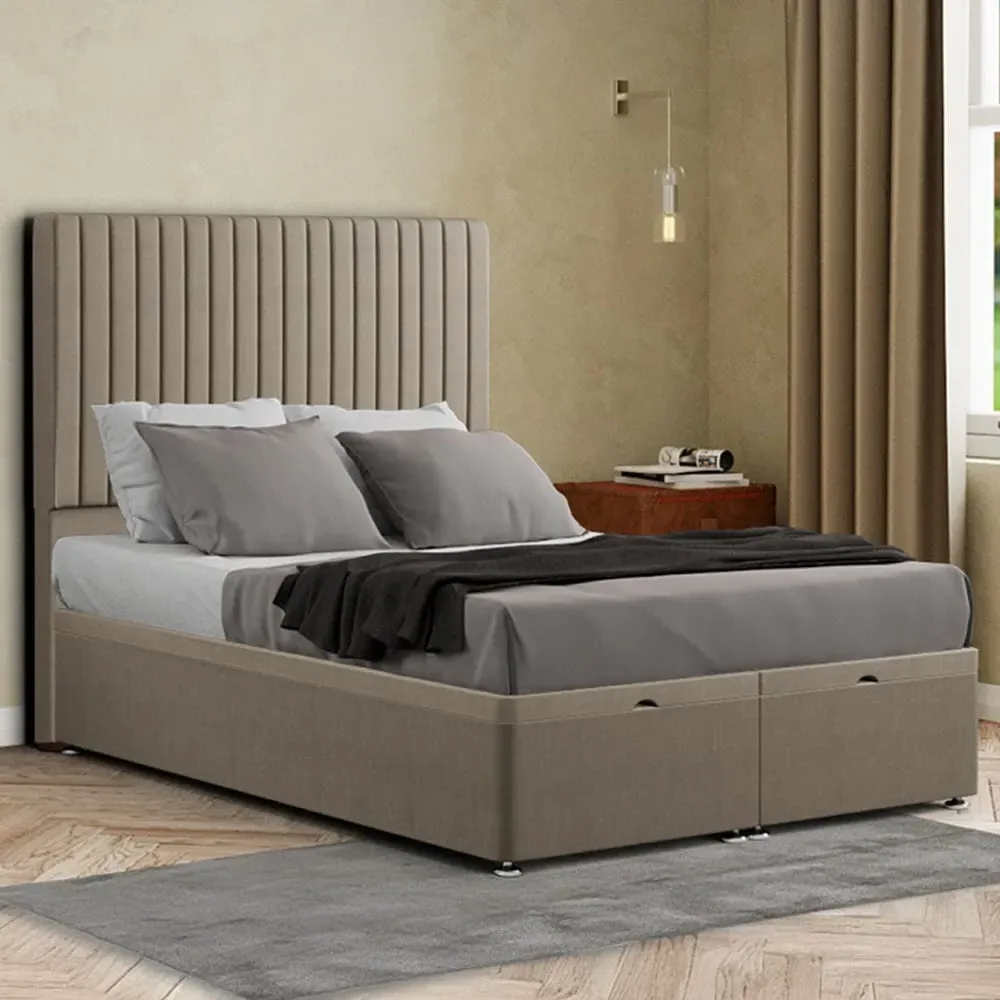 Maryland Small Double Ottoman Bed with Storage - Cream, Malham Weave