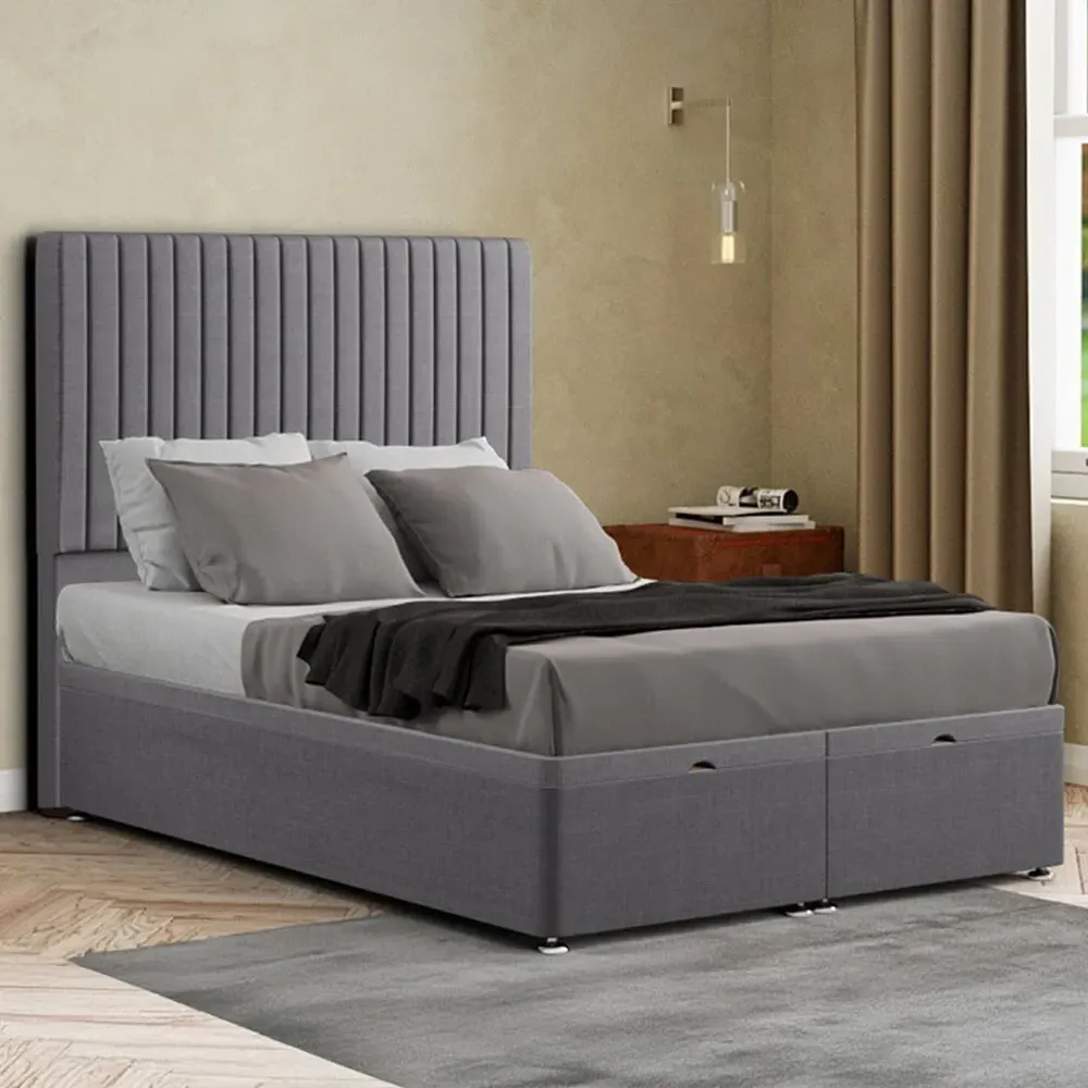 Maryland Small Double Ottoman Bed with Storage - Grey, Linen image