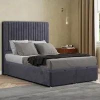 Maryland Super King Size Ottoman Bed with Storage - Grey, Plush