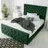 Maya Small Double Bed Frame with Chesterfield Headboard - Green, Velvet