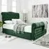 Maynard Double Bed Frame with Buttons - Green, Velvet