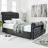 Maynard Double Bed Frame with Buttons - Grey, Velvet