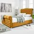 Maynard Double Bed Frame with Buttons - Orange, Velvet