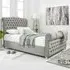 Maynard Double Bed Frame with Buttons - Silver, Velvet