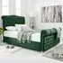 Maynard Single Bed Frame with Buttons - Green, Velvet