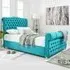 Maynard Single Bed Frame with Buttons - Teal, Velvet