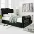 Maynard Small Double Bed Frame with Buttons - Black, Velvet
