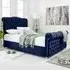 Maynard Small Double Bed Frame with Buttons - Blue, Velvet