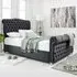 Maynard Small Double Bed Frame with Buttons - Grey, Velvet