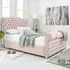 Maynard Small Double Bed Frame with Buttons - Pink, Velvet