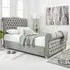 Maynard Small Double Bed Frame with Buttons - Silver, Velvet