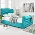 Maynard Small Double Bed Frame with Buttons - Teal, Velvet
