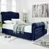 Maynard Super King Size Bed Frame with Buttons - Blue, Velvet