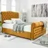 Maynard Super King Size Bed Frame with Buttons - Mustard, Velvet