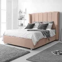 Pablo Double Bed Frame with Winged Headboard - Cream, Fabric