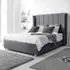 Pablo Double Bed Frame with Winged Headboard - Grey, Fabric