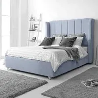 Pablo King Size Bed Frame with Winged Headboard - Grey, Fabric