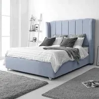 Pablo Single Bed Frame with Winged Headboard - Grey, Fabric