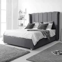 Pablo Single Bed Frame with Winged Headboard - Grey, Fabric