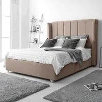 Pablo Small Double Bed Frame with Winged Headboard - Cream, Fabric