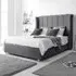Pablo Small Double Bed Frame with Winged Headboard - Grey, Fabric