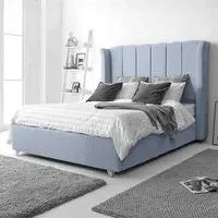 Pablo Small Double Bed Frame with Winged Headboard - Grey, Fabric
