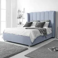 Pablo Super King Size Bed Frame with Winged Headboard - Grey, Fabric