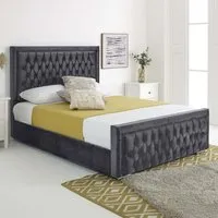 Paloma Double Bed Frame - Grey, Velvet