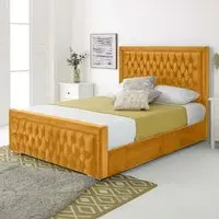 Paloma Double Bed Frame - Orange, Velvet