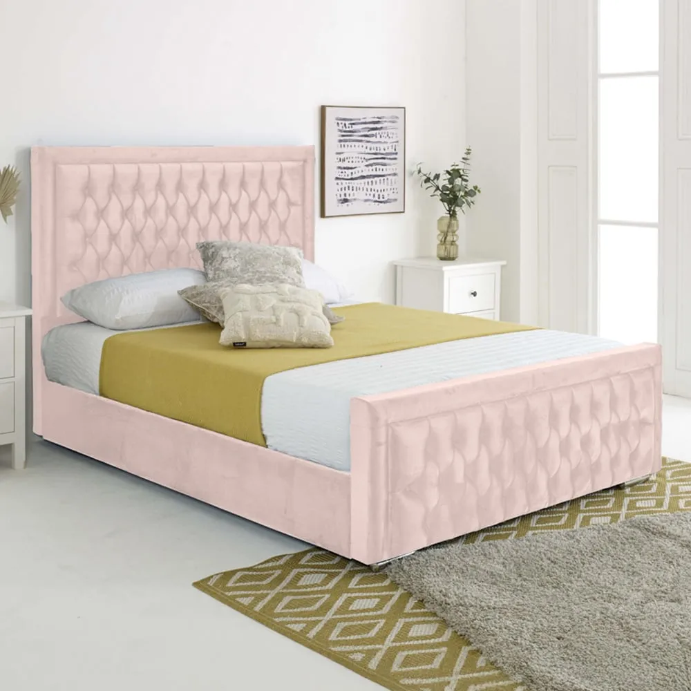 Paloma Double Bed Frame - Pink, Velvet