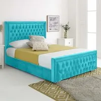 Paloma Double Bed Frame - Teal, Velvet
