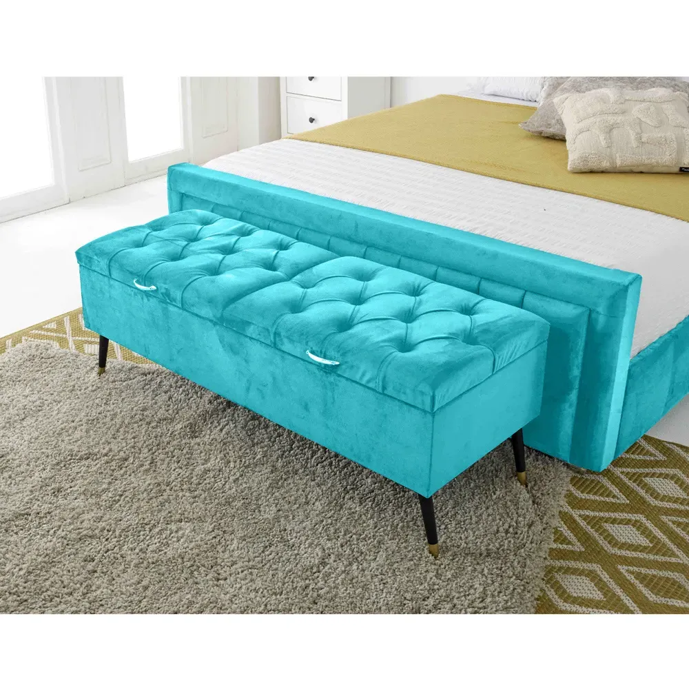 Paloma King Size Bed Frame - Teal, Velvet