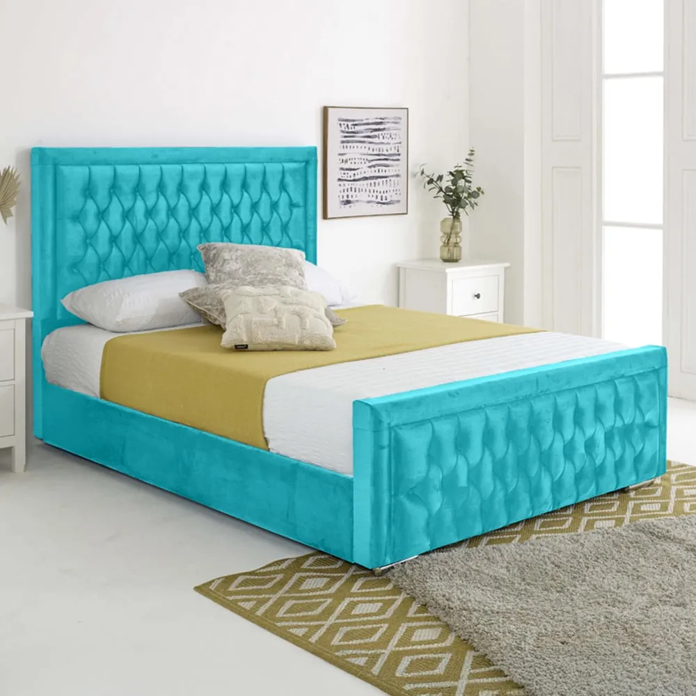 Paloma King Size Bed Frame - Teal, Velvet