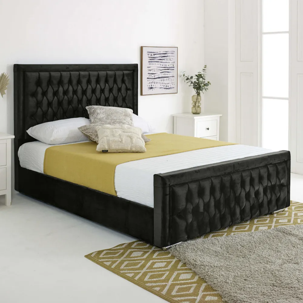 Paloma Single Bed Frame - Black, Velvet image