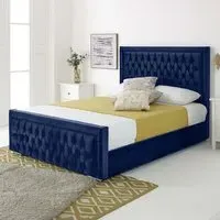 Paloma Single Bed Frame - Blue, Velvet